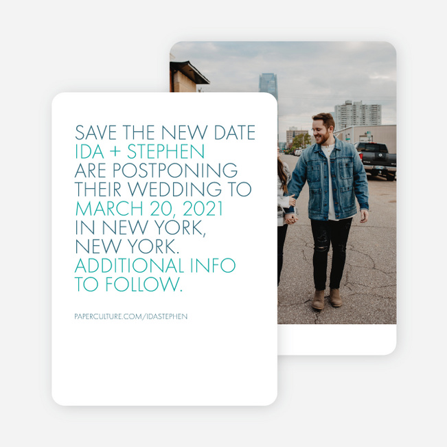 All Caps Wedding Postponement Cards - Green