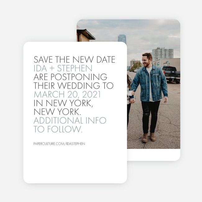 All Caps Wedding Postponement Cards - Gray