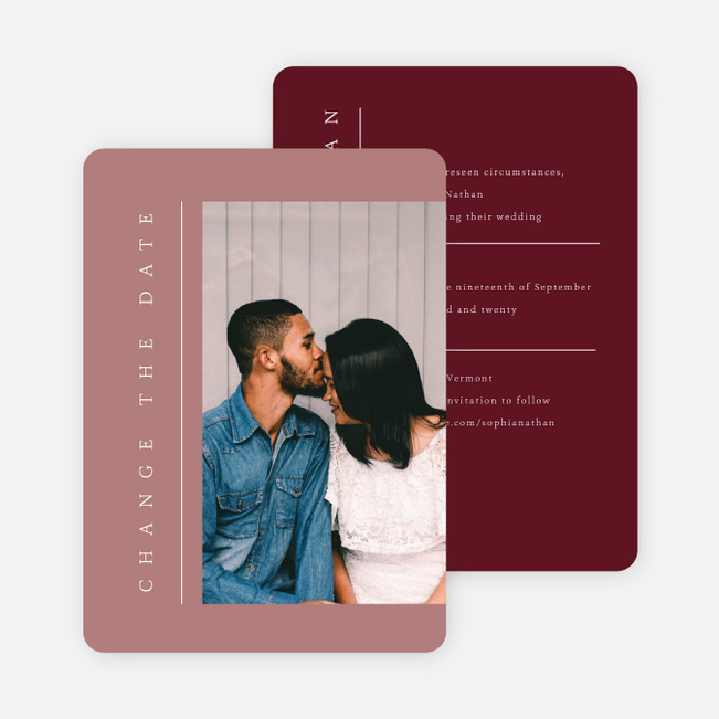 Classic Grid Wedding Postponement Cards - Red