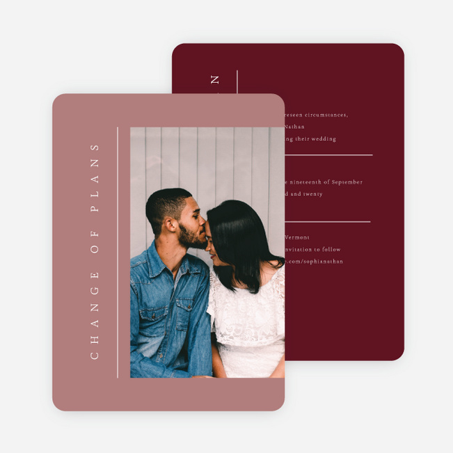 Classic Grid Wedding Postponement Cards - Red