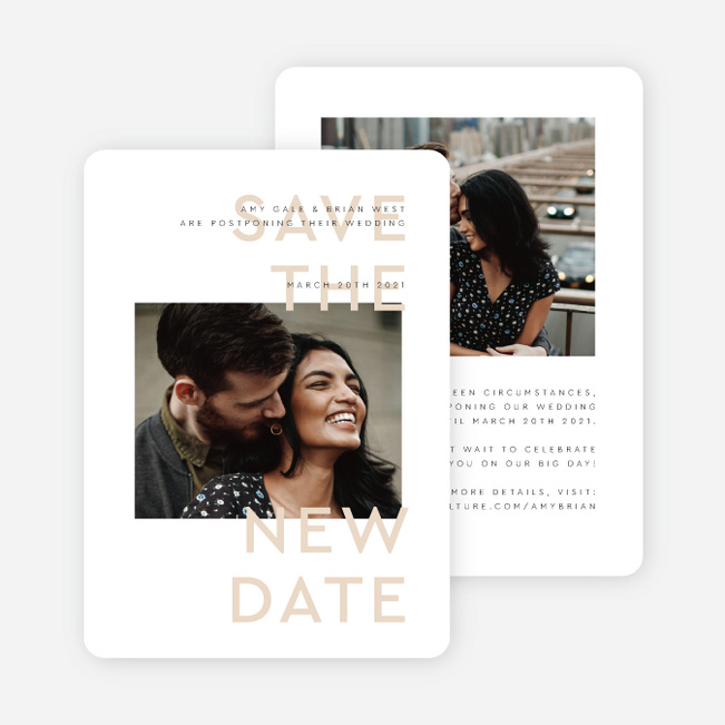 Clean Highlights Wedding Postponement Cards - Beige