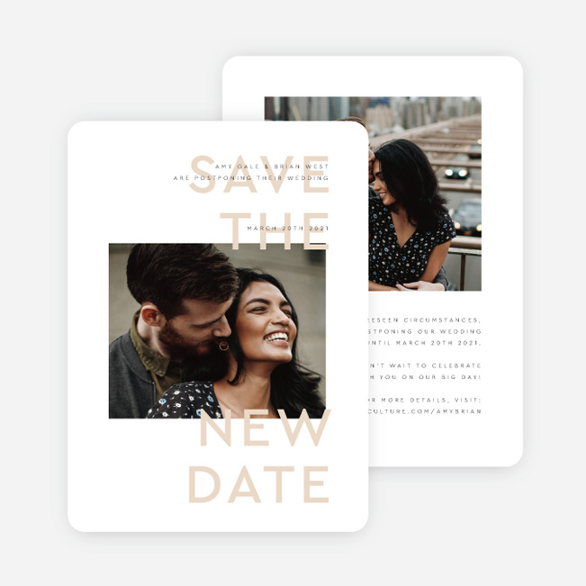 Clean Highlights Wedding Postponement Cards - Beige