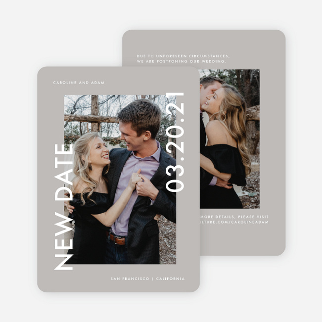 Inside And Out Wedding Postponement Card - Gray