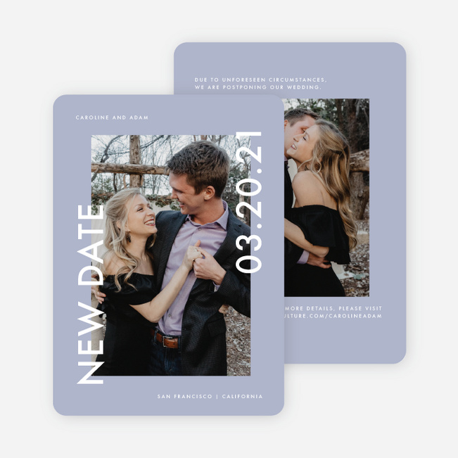 Inside And Out Wedding Postponement Card - Blue