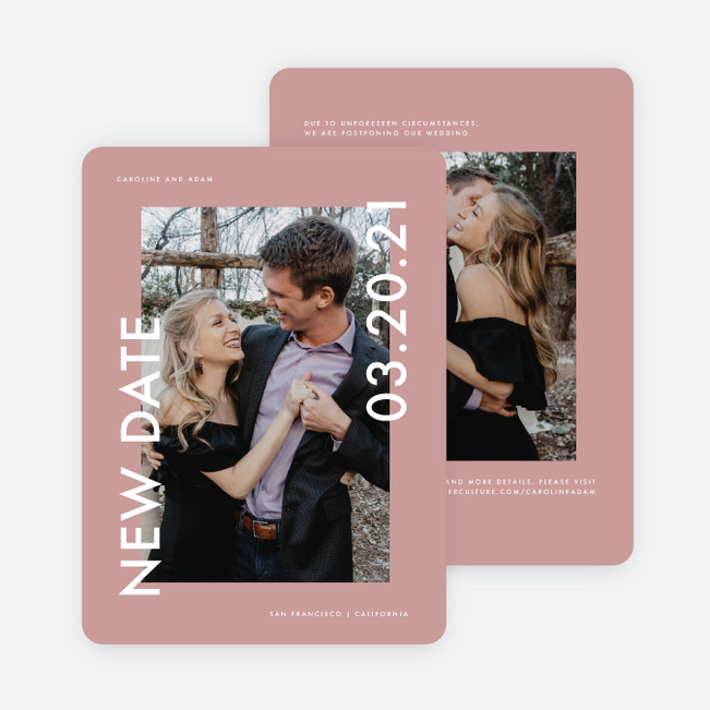 Inside And Out Wedding Postponement Card - Pink