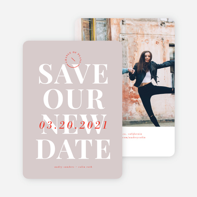 Making Headlines Postponement Wedding Cards - Red