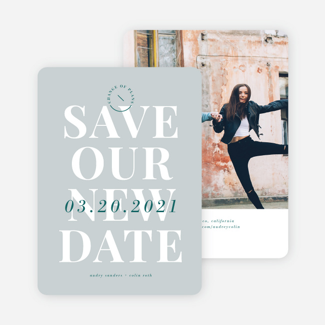 Making Headlines Postponement Wedding Cards - Green