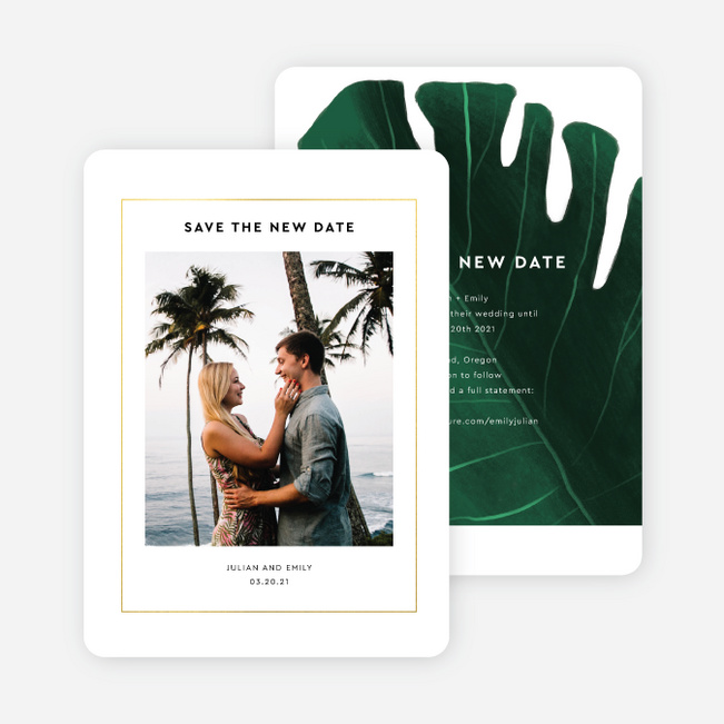 Monstera Impression Change of Date Cards - Green