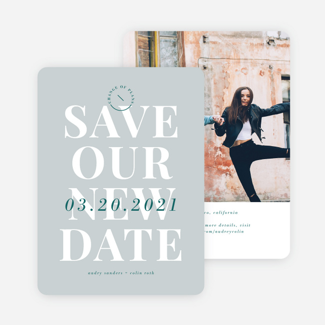 Making Headlines Postponement Wedding Cards - Green