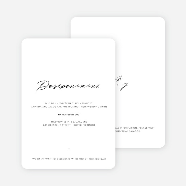Something New Wedding Postponement Cards - White