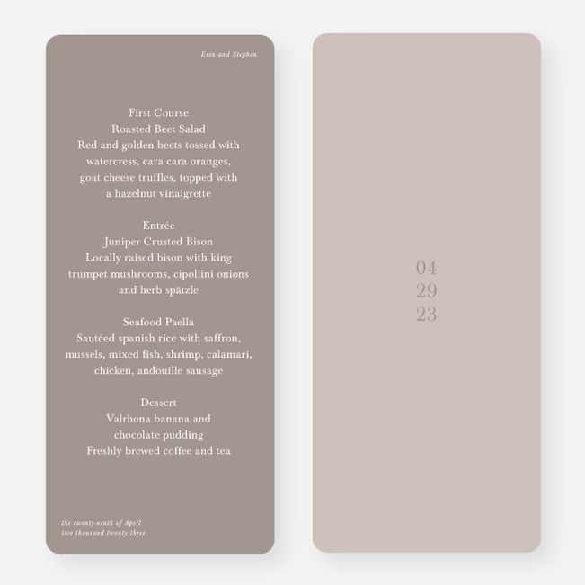 All Together Now Wedding Menus - Brown