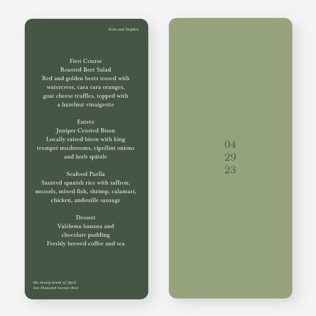 All Together Now Wedding Menus - Green