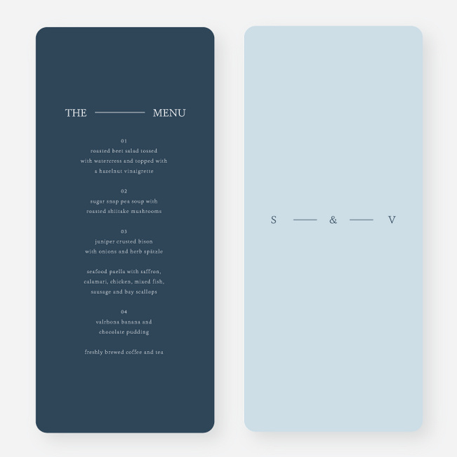 Contemporary Union Wedding Menus - Blue