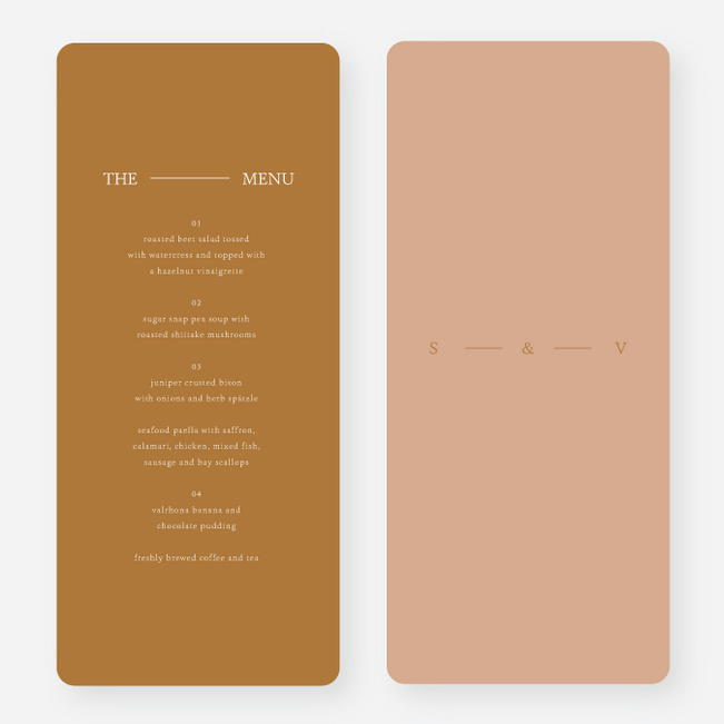 Contemporary Union Wedding Menus - Brown