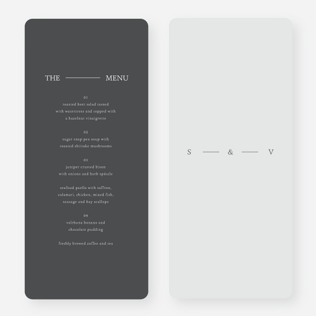 Contemporary Union Wedding Menus - Gray
