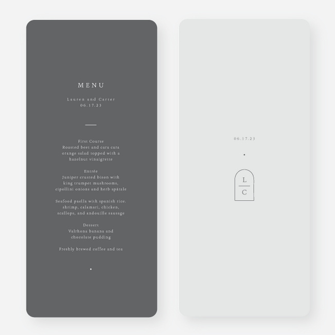 Devotion Wedding Menus - Gray