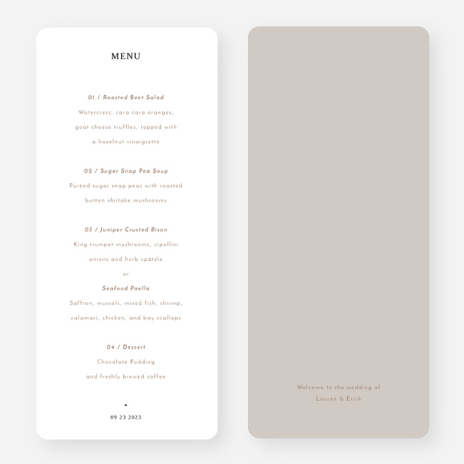 Familiar Yet New Wedding Menus - Brown