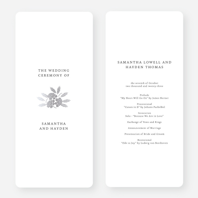 Foil Blossom Bouquet Wedding Programs - Gray