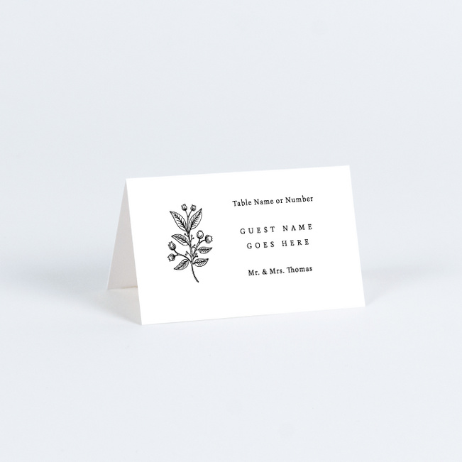 Herbal Motif Wedding Name Cards & Place Cards - White