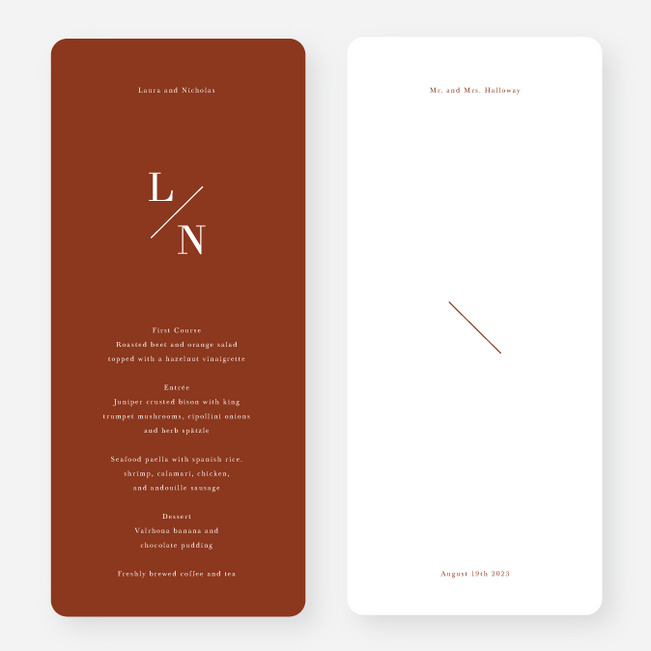 Perfect Fit Wedding Menus - Red