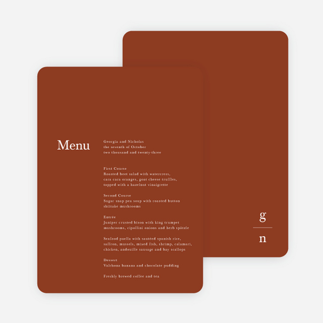 All is Clear Wedding Menus - Yellow