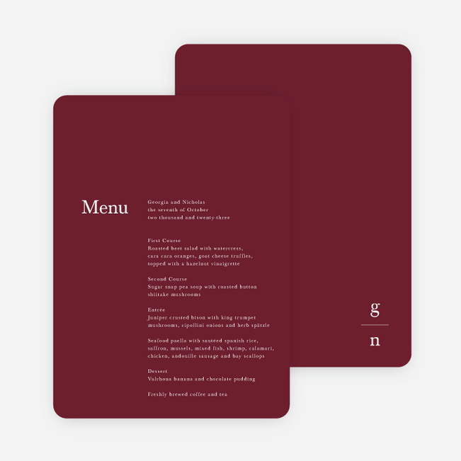 All is Clear Wedding Menus - Blue