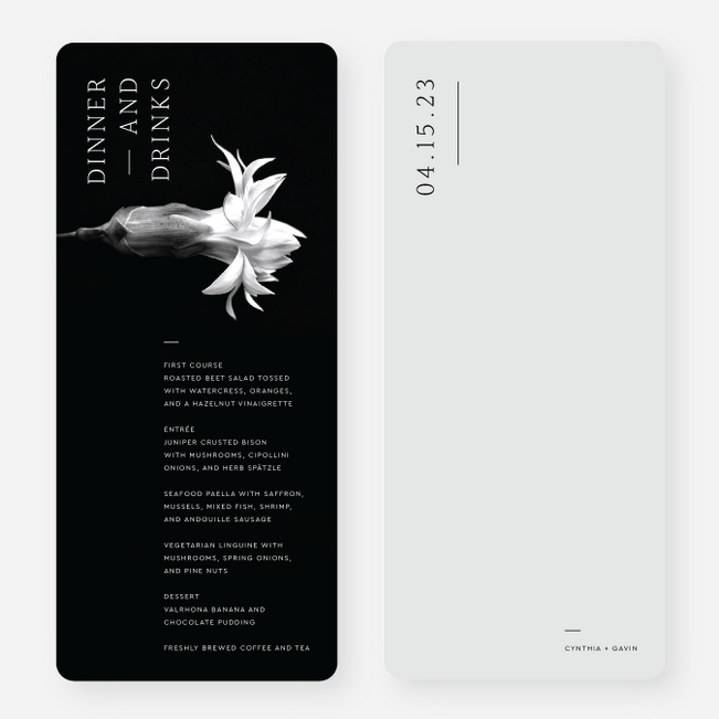 Dramatic Splendor Wedding Menus - Black