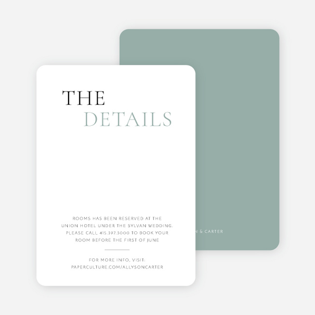 All that Matters Wedding Information Cards - Green