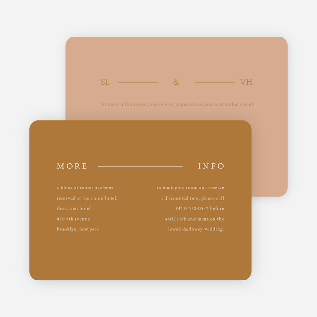 Contemporary Union Wedding Information Cards - Brown