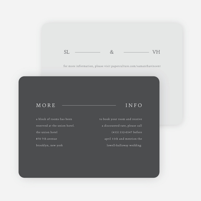 Contemporary Union Wedding Information Cards - Gray
