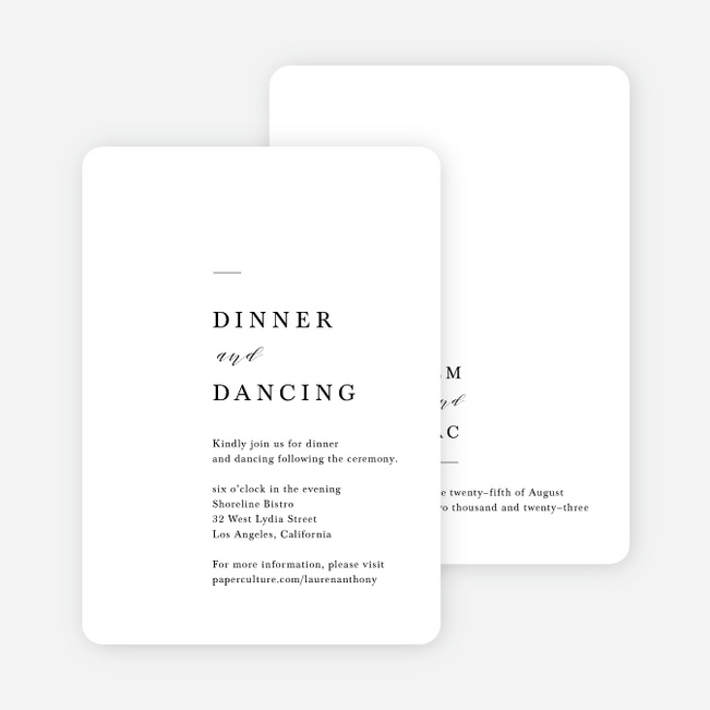 Dash of Sophistication Wedding Information Cards - White