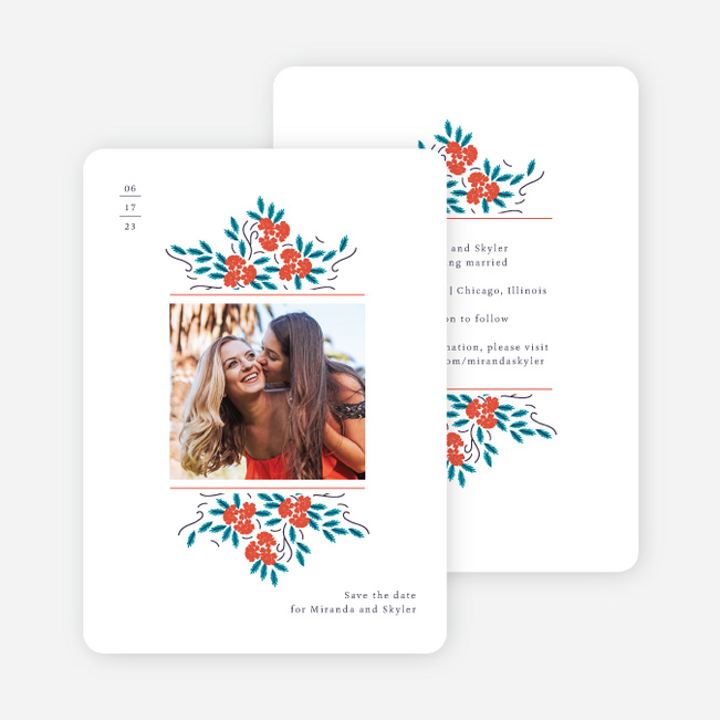Emblazoned Florals Save the Date Cards - Multi