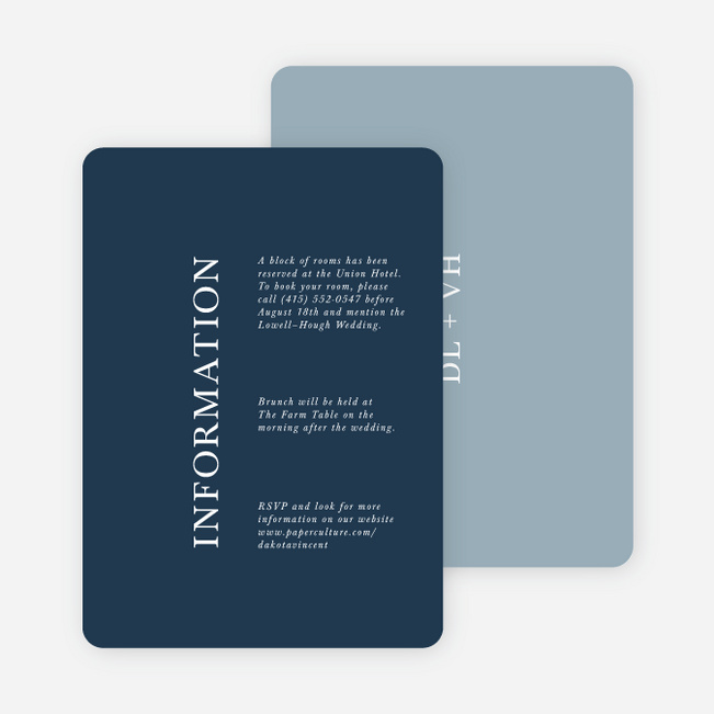 Emerging Union Wedding Information Cards - Blue