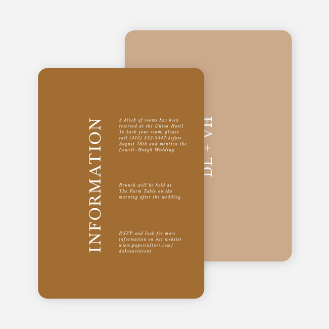 Emerging Union Wedding Information Cards - Brown