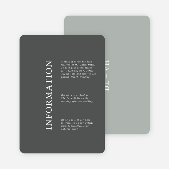 Emerging Union Wedding Information Cards - Gray