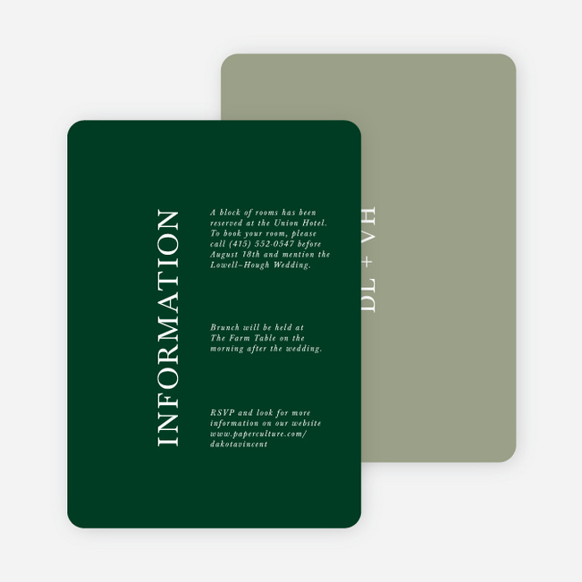 Emerging Union Wedding Information Cards - Green