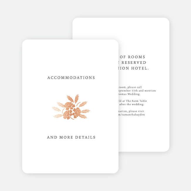 Foil Blossom Bouquet Wedding Information Cards - Pink