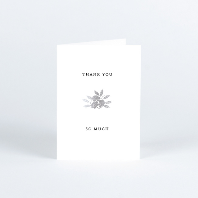 Foil Blossom Bouquet Wedding Thank You Cards - Gray