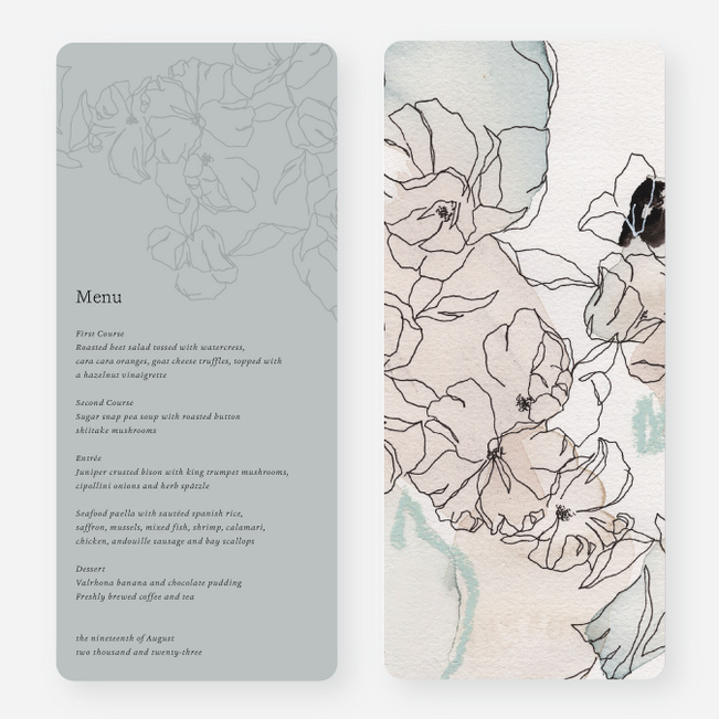 Gentle Flowers Wedding Menus - Green