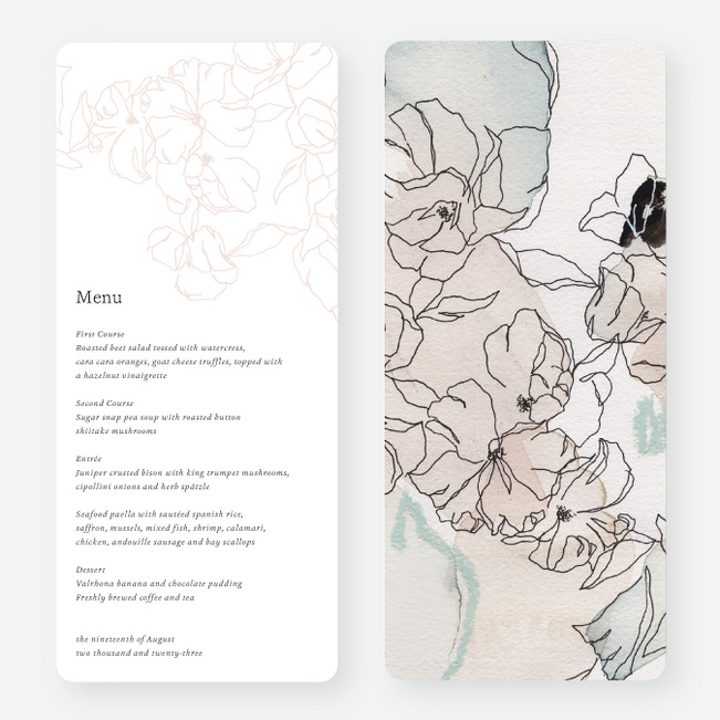 Gentle Flowers Wedding Menus - White