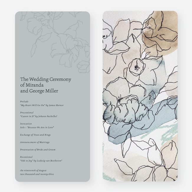 Gentle Flowers Wedding Programs - Green