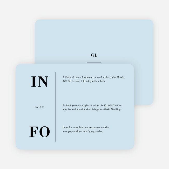 Truly Sublime Wedding Information Cards - Blue