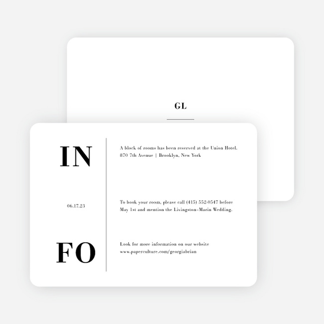 Truly Sublime Wedding Information Cards - White