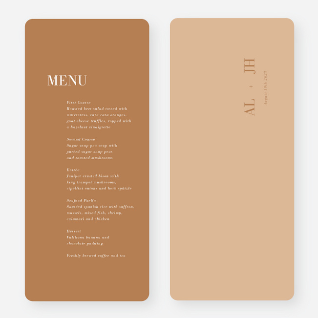 Two to Tango Wedding Menus - Yellow