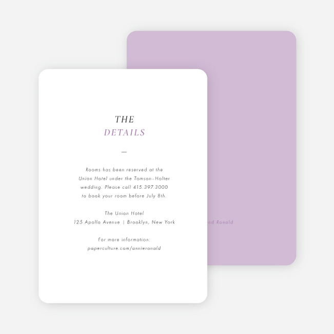 A Wonderful Feeling Wedding Information Cards - Purple