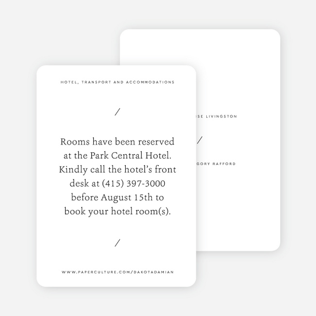 Beautiful Beginning Wedding Information Cards - White