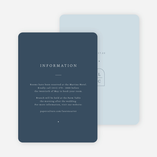Devotion Wedding Information Cards - Blue