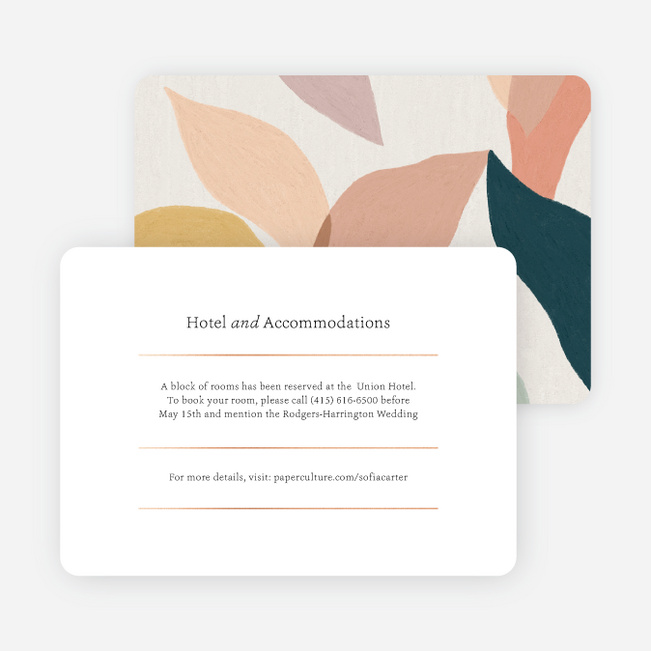 Foil Artistic Petals Wedding Information Cards - Pink