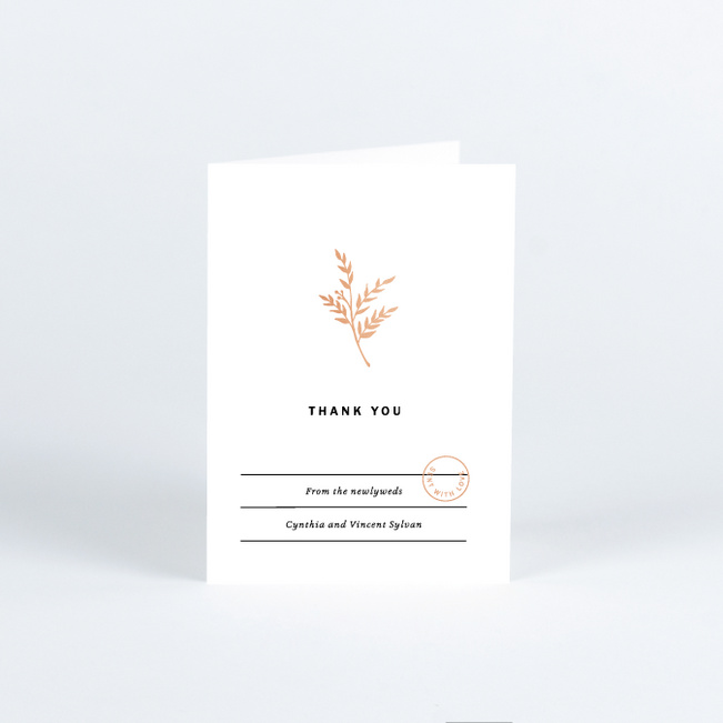 Foil Rustic Flora Wedding Thank You Cards - Pink