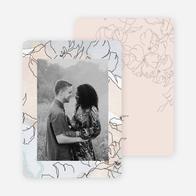 Gentle Flowers Save the Date Cards - Brown